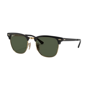 Men's Ray-Ban Clubmaster Polarized Sunglasses Polished Black/Gold/Green