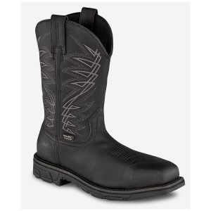 Men's Irish Setter Marshall 11in Safety Toe Pull-On Work Boots Outdoor 9.5 Black Leather