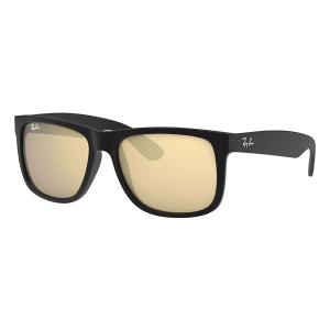 Men's Ray-Ban Justin Sunglasses Rubber black / light brown mirror dark gold