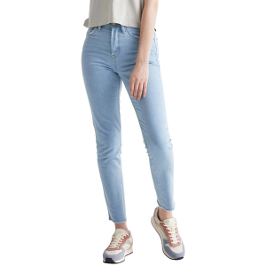 Women's DUER Midweight Performance Straight Tapered Jeans Light Bleach Raw 32 27
