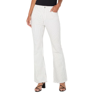Women's Liverpool Los Angeles Hannah Flare Jeans White Black Pinstripe 12 30