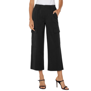 Women's Liverpool Los Angeles Cargo Crop Straight Pants 14 Black