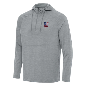 New York Mets Antigua Americana Spikes Hooded 1/4 Zip Medium Skyscraper Heather