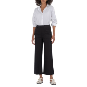 Women's KUT from the Kloth Topaz Linen Wide Leg Pants 0 Black