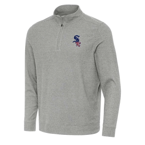 Chicago White Sox Antigua Americana Subtle 1/4 Zip Medium Grey Heather