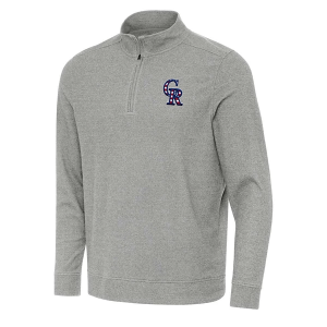 Colorado Rockies Antigua Americana Subtle 1/4 Zip Medium Grey Heather
