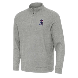Los Angeles Angels Antigua Americana Subtle 1/4 Zip Small Grey Heather