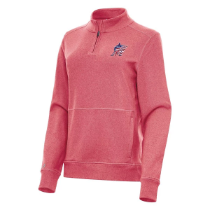 Women's Miami Marlins Antigua Americana Crush 1/4 Zip XSmall Dark Red Heather