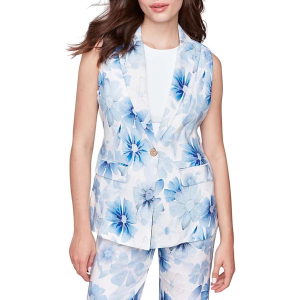 Women's Charlie B Printed Linen Blended Vest 4 Celestial