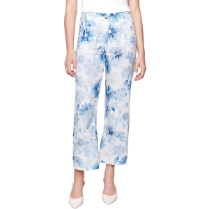 Women's Charlie B Printed Cropped Linen Blend Pants 12 Celestial