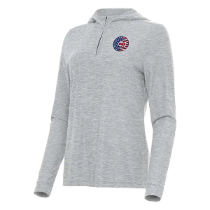 Women's Chicago Cubs Antigua Americana Daybreak Hooded 1/4 Zip XSmall Skyscraper Heather