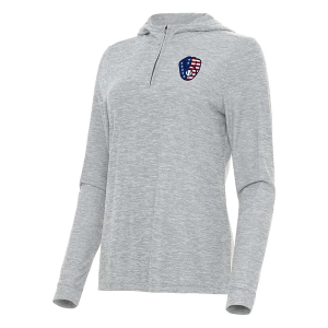 Women's Milwaukee Brewers Antigua Americana Daybreak Hooded 1/4 Zip 2XLarge Skyscraper Heather