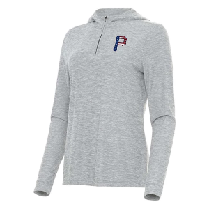 Women's Pittsburgh Pirates Antigua Americana Daybreak Hooded 1/4 Zip Medium Skyscraper Heather