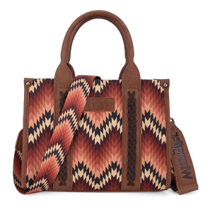Montana West Wrangler Southwestern Dual Sided Crossbody Brown