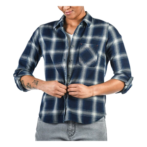Women's Dovetail Workwear Givens Plaid Long Sleeve Flannel Medium Indigo Plaid