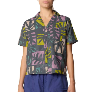 Women's Mountain Hardwear Rail Sender Button Up Shirt Medium Volcanic Meadows Print