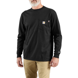 Men's Carhartt Flame-Resistant Force Cotton Long Sleeve T-Shirt Large Black