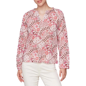 Women's Charlie B Printed Cotton Popover Long Sleeve Blouse Large Ditsy