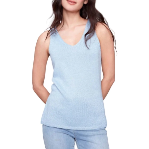 Women's Charlie B Metallic Lurex Knit Cami V-Neck Tank Top XLarge Bluebell