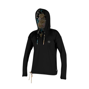 Women's O'Neill Print Hoodie Swim Cover Up Small Black Mika Floral