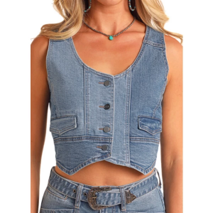 Women's Rock & Roll Denim Two Tone Denim Vest XSmall Midnight Vintage