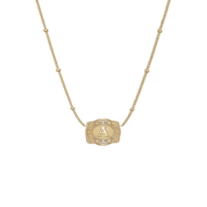 SPURWEST Initial Ultra Mini Belt Buckle Necklace