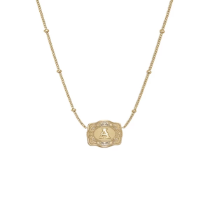 SPURWEST Initial Ultra Mini Belt Buckle Necklace