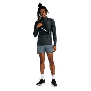 Men's New Balance Space Dye Long Sleeve 1/4 Zip Large Black Heather