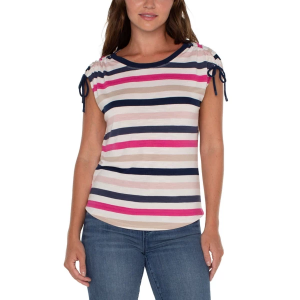 Women's Liverpool Los Angeles Shoulder Tie T-Shirt Large Fuchsia Navy