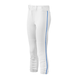 Women's Mizuno Piped Belted Softball Pants XLarge White/Royal