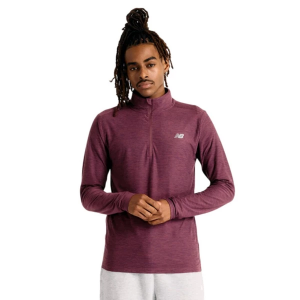 Men's New Balance Space Dye Long Sleeve 1/4 Zip Medium Faded Plum Heather