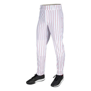 Men's Champro Triple Crown 2.0 Tapered Bottom with Pinstripes Baseball Pants Medium White/Scarlet Regular