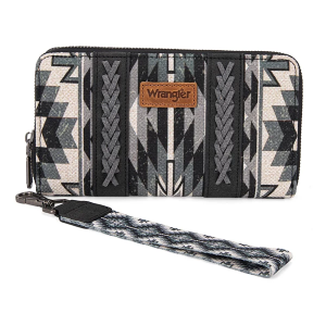 Montana West Wrangler Southwestern Zip Wallet Black
