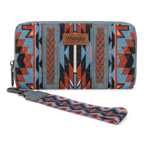 Montana West Wrangler Southwestern Zip Wallet Navy