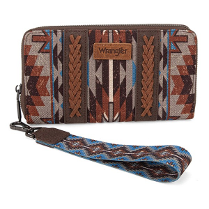 Montana West Wrangler Southwestern Zip Wallet Coffee