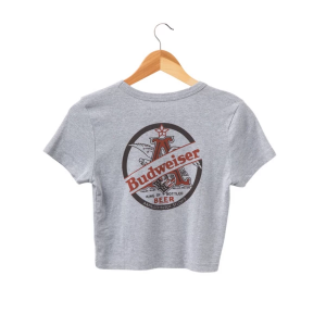 Women's Junk Food Budweiser Anheuser Busch Baby T-Shirt XLarge Heather Grey