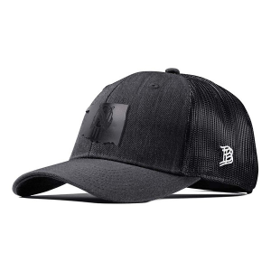 Men's Branded Bills Oklahoma 46 Midngiht Leather Curved Trucker Snapback Hat One Size Charcoal