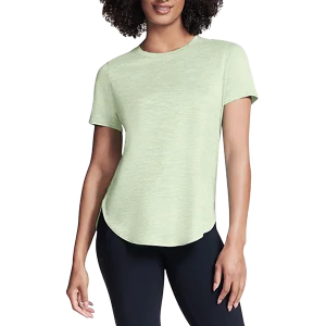 Women's Skechers GO DRI Swift Tunic T-Shirt Small Light Gray/Lime
