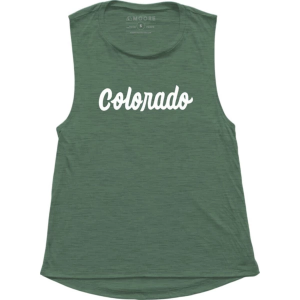 Women's MOORE Colorado Script Crew Neck Tank Top Small Pine