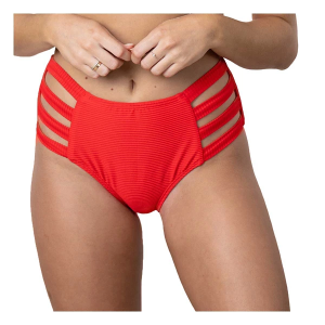 Women's Heat Swimwear High Waist Cut Out Swim Bottoms Juniors Small Cherry