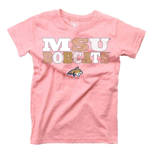 Montana State Bobcats Wes and Willy Girls' Pink Basic Logo Kids' T-Shirt 4 Pink