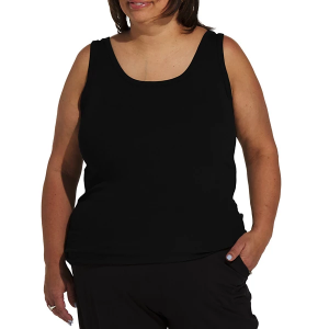 Women's 1902 and Co. Basic Scoop Neck Tank Top 1X Black