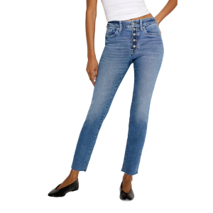Women's GOOD AMERICAN Good Classic Slim Fit Straight Jeans Indigo 10 28