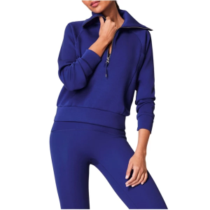 Women's Spanx AirEssentials Long Sleeve 1/2 Zip 1X Deep Azure