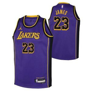 Kids' Los Angeles Lakers LeBron James #23 Nike Statement Jersey Small Purple