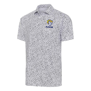 Los Angeles Rams Antigua Text Motion Polo Small White/Black