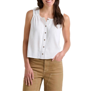 Women's Toad & Co. Manzana Button Front Square Neck Tank Top Medium Egret