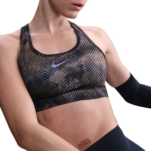 Women's Nike Swoosh Medium Support Spot Sports Bra Large Black/Mink Brown/Dusty Amethyst
