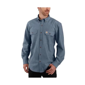 Men's Carhartt Original Fit Long Sleeve Button Up Shirt 2XLarge Tall Denim Blue Chambray
