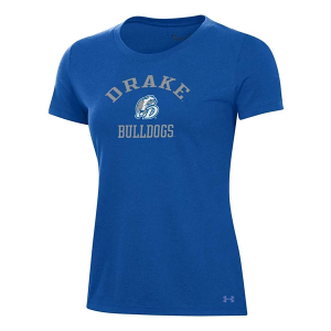Drake Bulldogs Under Armour Women's Drake Arched Logo Performance Cotton T-Shirt 2XLarge Blue